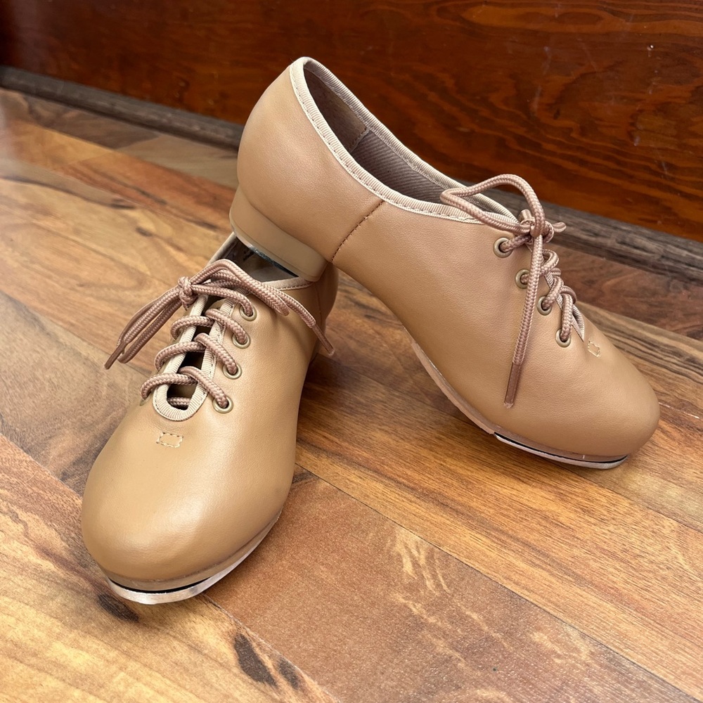 Classic Tan Kids Tap Dance Lace Up Shoes